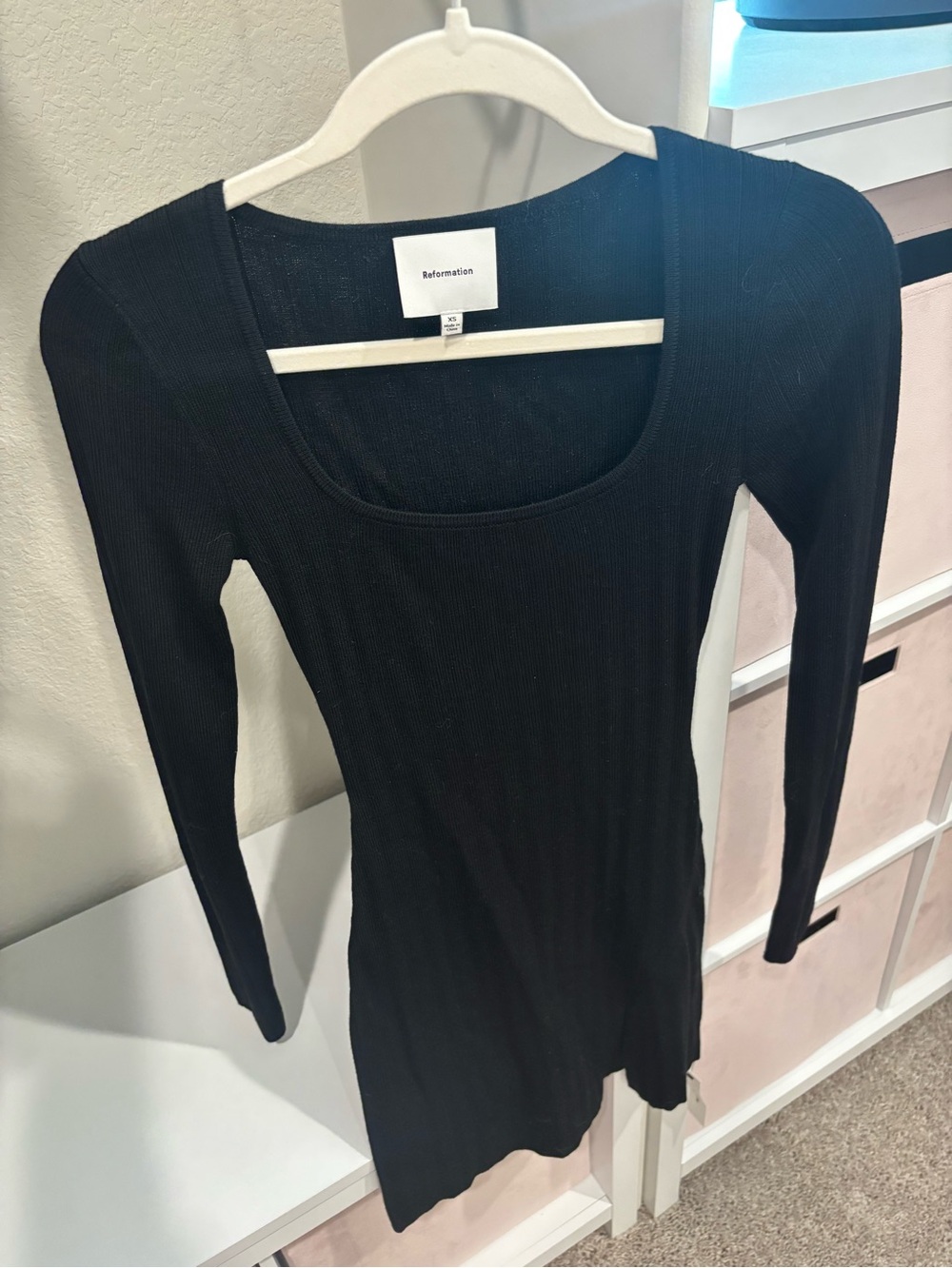 Reformation Nicole Regenerative Merino Sweater Dress - Black XS
